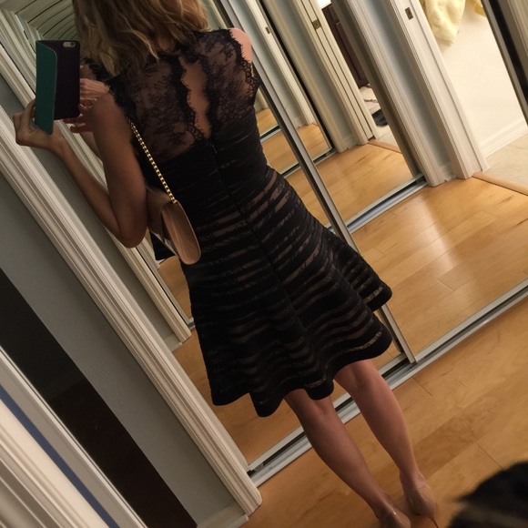 BCBGMaxAzria Stripe & Lace Jaqueline Black Dress - Picture 7 of 8